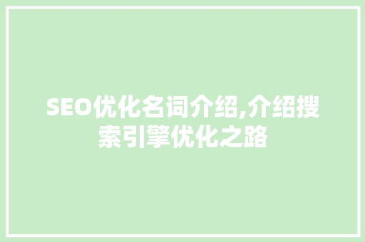 SEO优化名词介绍,介绍搜索引擎优化之路  第1张