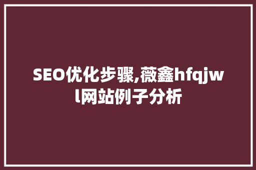 SEO优化步骤,薇鑫hfqjwl网站例子分析