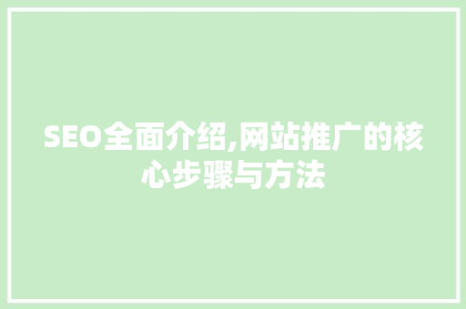 SEO全面介绍,网站推广的核心步骤与方法