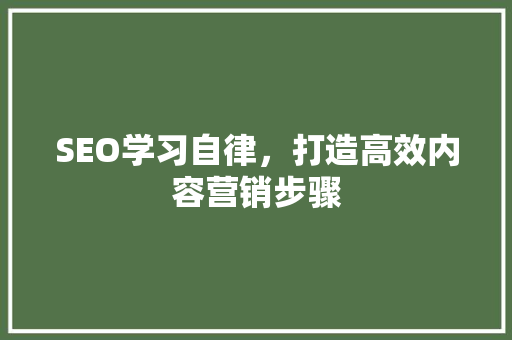 SEO学习自律，打造高效内容营销步骤
