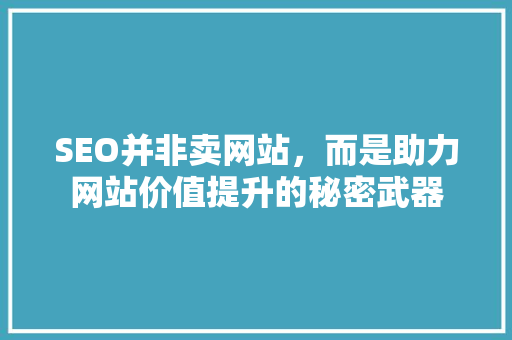 SEO并非卖网站，而是助力网站价值提升的秘密武器
