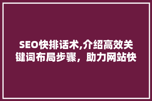 SEO快排话术,介绍高效关键词布局步骤，助力网站快速提升排名