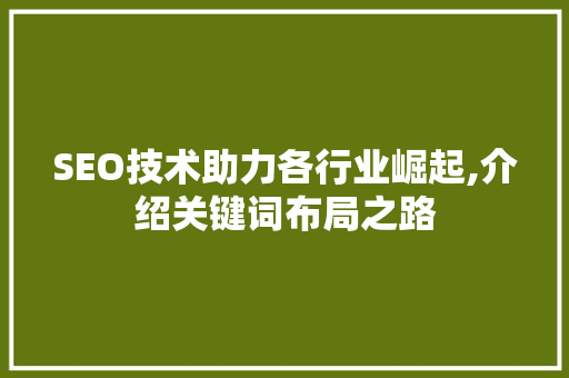 SEO技术助力各行业崛起,介绍关键词布局之路