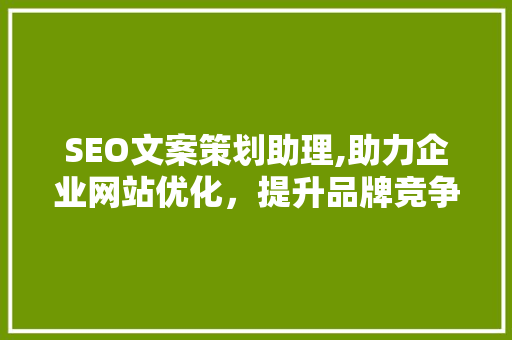 SEO文案策划助理,助力企业网站优化，提升品牌竞争力