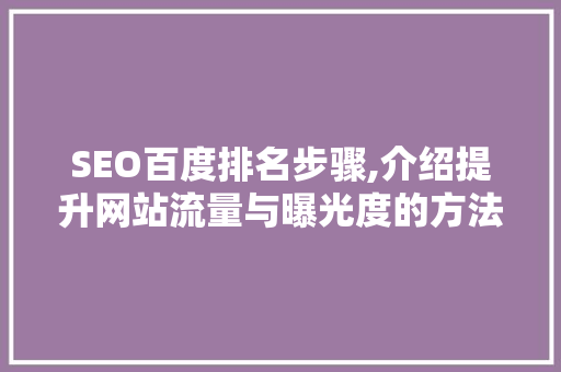 SEO百度排名步骤,介绍提升网站流量与曝光度的方法