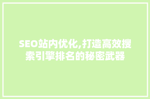 SEO站内优化,打造高效搜索引擎排名的秘密武器