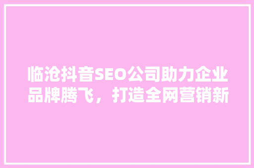 临沧抖音SEO公司助力企业品牌腾飞，打造全网营销新格局  第1张