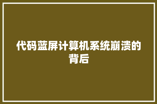 代码蓝屏计算机系统崩溃的背后