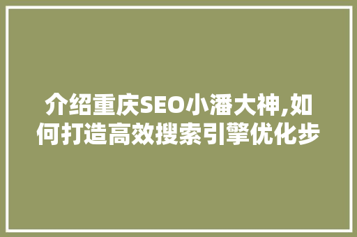 介绍重庆SEO小潘大神,如何打造高效搜索引擎优化步骤  第1张