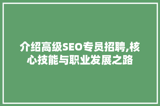 介绍高级SEO专员招聘,核心技能与职业发展之路  第1张