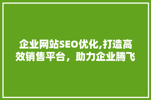 企业网站SEO优化,打造高效销售平台，助力企业腾飞  第1张