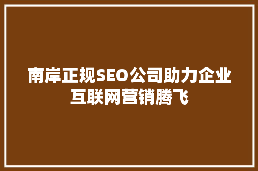 南岸正规SEO公司助力企业互联网营销腾飞