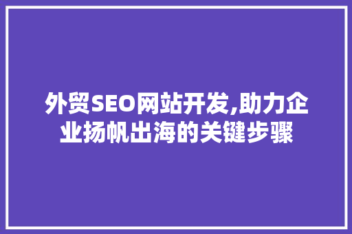 外贸SEO网站开发,助力企业扬帆出海的关键步骤  第1张
