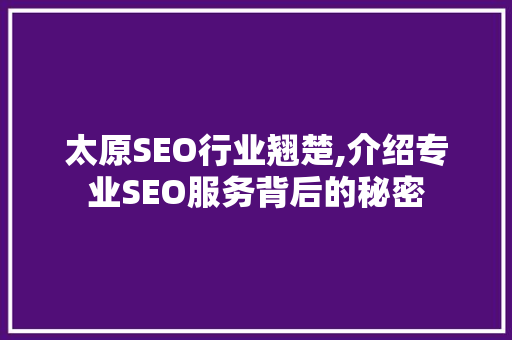 太原SEO行业翘楚,介绍专业SEO服务背后的秘密