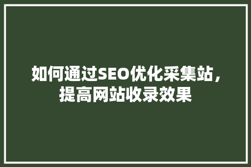如何通过SEO优化采集站，提高网站收录效果