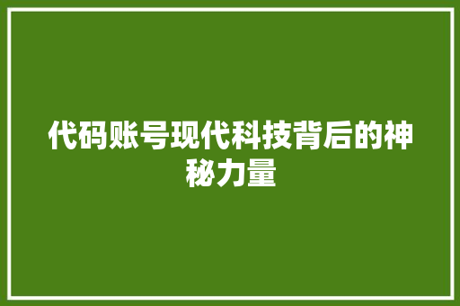 代码账号现代科技背后的神秘力量