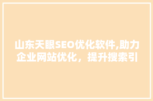 山东天眼SEO优化软件,助力企业网站优化，提升搜索引擎排名