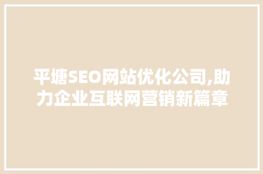 平塘SEO网站优化公司,助力企业互联网营销新篇章  第1张