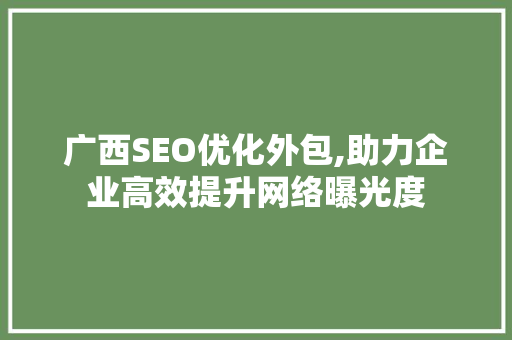 广西SEO优化外包,助力企业高效提升网络曝光度