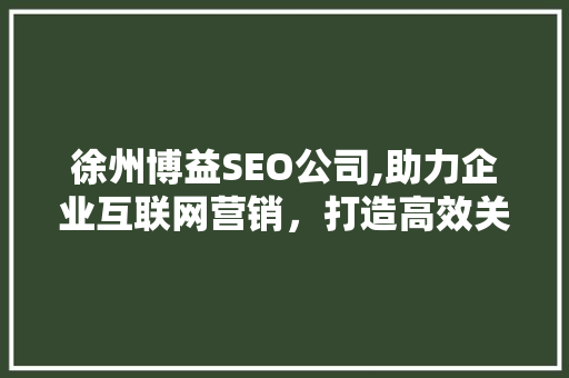徐州博益SEO公司,助力企业互联网营销，打造高效关键词布局步骤