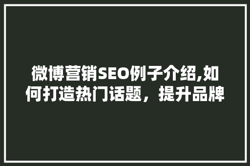 微博营销SEO例子介绍,如何打造热门话题，提升品牌影响力