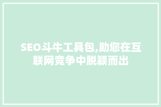 SEO斗牛工具包,助您在互联网竞争中脱颖而出