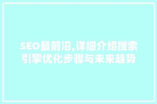 SEO最前沿,详细介绍搜索引擎优化步骤与未来趋势