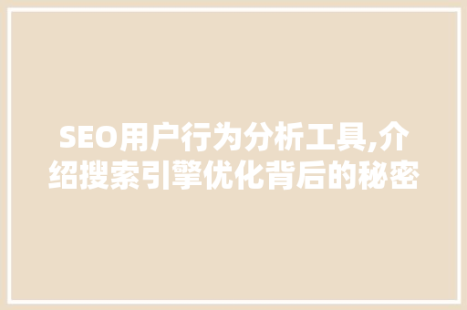 SEO用户行为分析工具,介绍搜索引擎优化背后的秘密