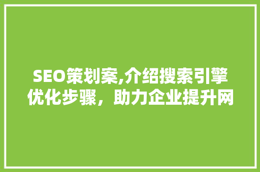 SEO策划案,介绍搜索引擎优化步骤，助力企业提升网站排名