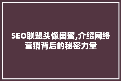 SEO联盟头像闺蜜,介绍网络营销背后的秘密力量