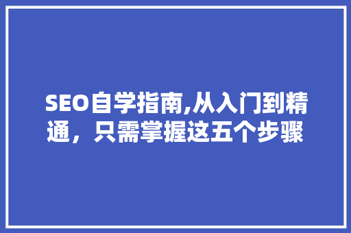 SEO自学指南,从入门到精通，只需掌握这五个步骤