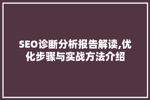 SEO诊断分析报告解读,优化步骤与实战方法介绍