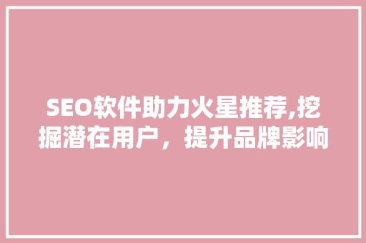 SEO软件助力火星推荐,挖掘潜在用户，提升品牌影响力  第1张