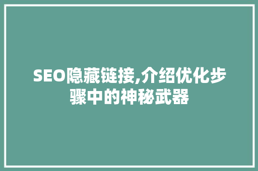 SEO隐藏链接,介绍优化步骤中的神秘武器