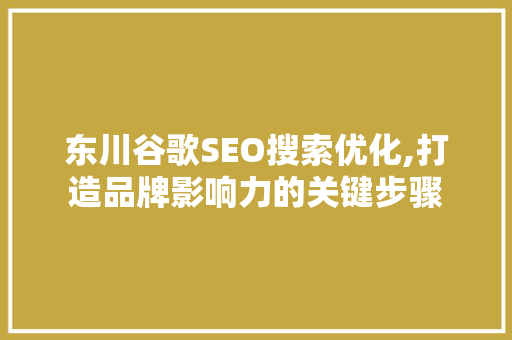 东川谷歌SEO搜索优化,打造品牌影响力的关键步骤