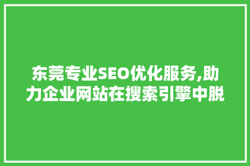东莞专业SEO优化服务,助力企业网站在搜索引擎中脱颖而出