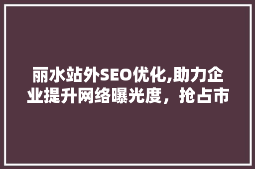 丽水站外SEO优化,助力企业提升网络曝光度，抢占市场先机