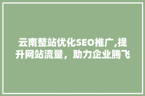 云南整站优化SEO推广,提升网站流量，助力企业腾飞