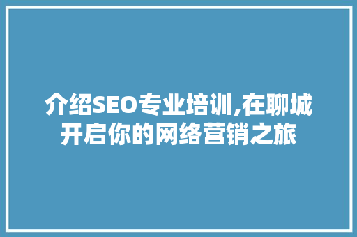 介绍SEO专业培训,在聊城开启你的网络营销之旅