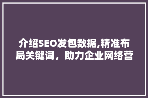 介绍SEO发包数据,精准布局关键词，助力企业网络营销新突破