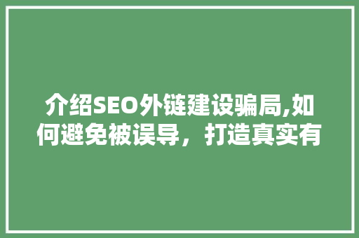介绍SEO外链建设骗局,如何避免被误导，打造真实有效的网络营销步骤