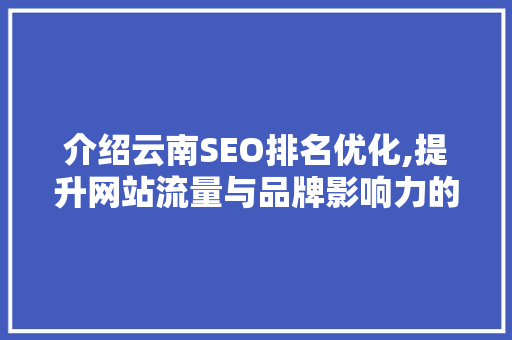 介绍云南SEO排名优化,提升网站流量与品牌影响力的方法