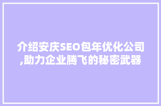 介绍安庆SEO包年优化公司,助力企业腾飞的秘密武器