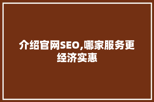 介绍官网SEO,哪家服务更经济实惠  第1张