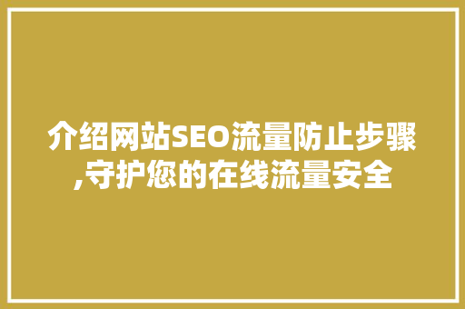 介绍网站SEO流量防止步骤,守护您的在线流量安全  第1张