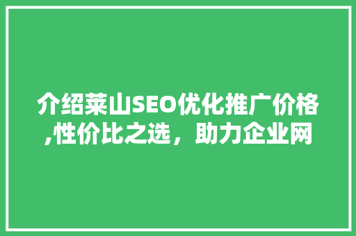 介绍莱山SEO优化推广价格,性价比之选，助力企业网络营销