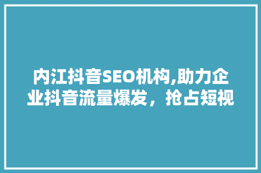 内江抖音SEO机构,助力企业抖音流量爆发，抢占短视频营销风口