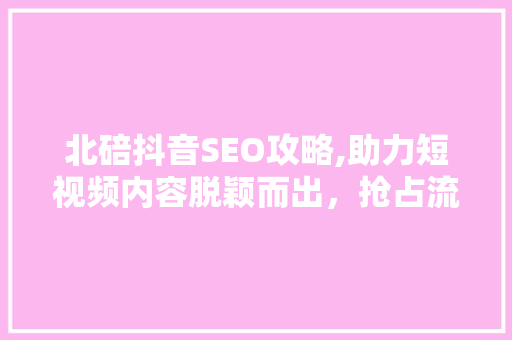 北碚抖音SEO攻略,助力短视频内容脱颖而出，抢占流量高地
