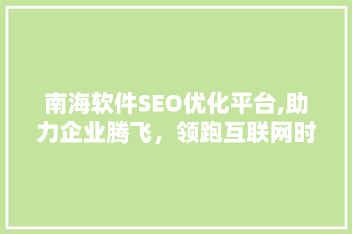 南海软件SEO优化平台,助力企业腾飞，领跑互联网时代