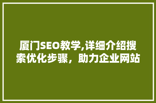 厦门SEO教学,详细介绍搜索优化步骤，助力企业网站排名提升